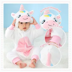 MICHLEY White Unicorn Warm Winter Baby Rompers Winter Halloween Infant Costume Clothes Toddler Bodysuits Pajamas Jumpsuit Girls