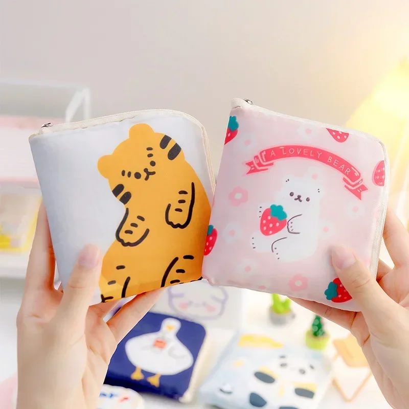 Urocza torba do przechowywania podpaski higieniczne w stylu Kawaii Mini portmonetka torba na kabel do przechowywania danych etui na karty kredytowe