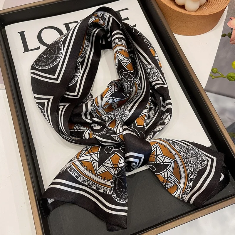 100% Mulberry Silk Wool Square Scarf Women Spring Summer Casual Neck Tie Blouse Suit Fashion