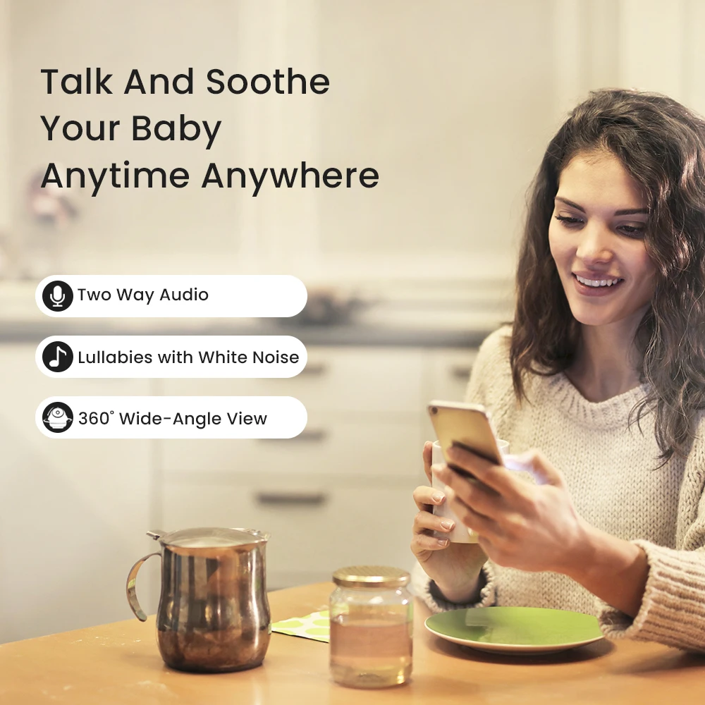 Smart Baby Monitors 2K High Resolution Wireless Video Nanny Surveillance Camera Night Vision Baby Cam With Screen