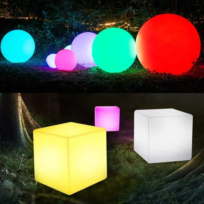 Battery Powered LED Glowing Cube Night Lights Remote 16 Colors Bar KTV Hotel Table Chair Lamps for Wedding Party Garden Decor