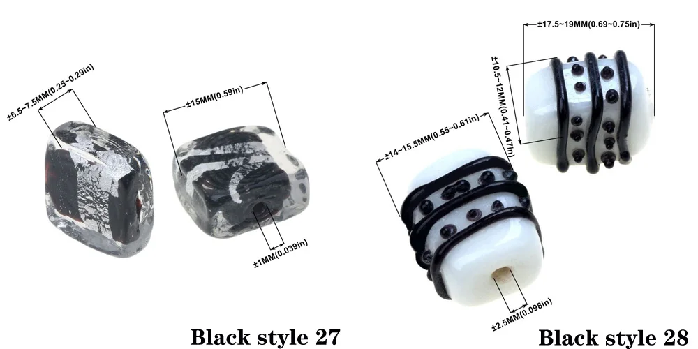 Black Color Series 2/4/6PCS/LOT Mixed Style Handmade Lampwork Glass Beads For Crafts Charm Bracelets/Earring DIY Jewelry Making