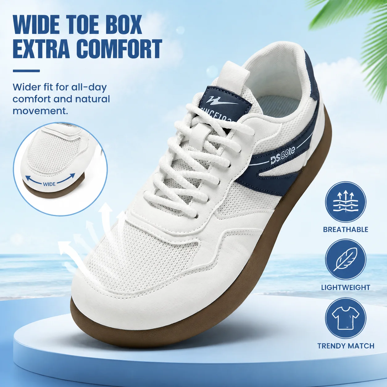 Double Star Men's Sports Shoes Wide Toe Breathable Mesh Barefoot Shoes Lightweight Breathable Casual Summer Casual Shoes