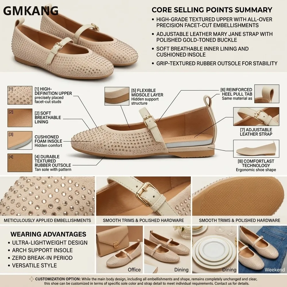 Women Round Toe Flat Shoes Casual Slip On Loafers Spring Autumn Fashion Comfort Wear-Resistant Sole Daily Walking Shoes
