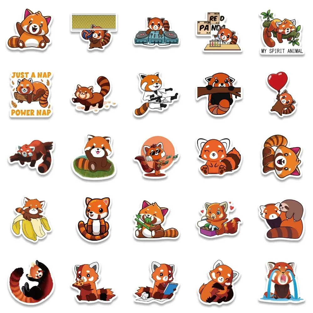 50PCS Cartoon Cute Red Panda Sticker Graffiti IPad Luggage Car Water Cup  Guitar DIY Notebook Helmet Decoration