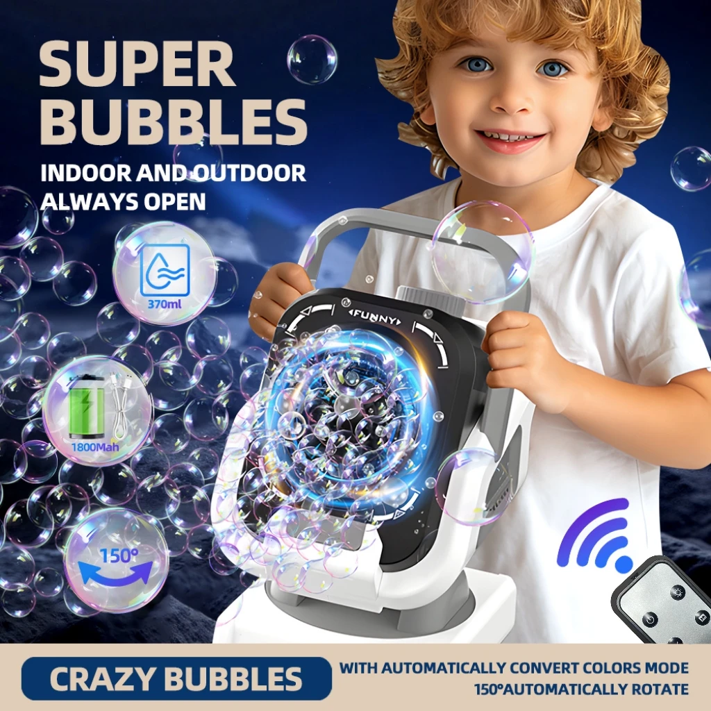 Elektrische Mehrloch-Luftblasenpistole für Kinder (LED-Leuchten): Langlebig, Multi-Blase, ideal für Spielen im Freien, Partys und Geschenke (keine Lösung erforderlich)