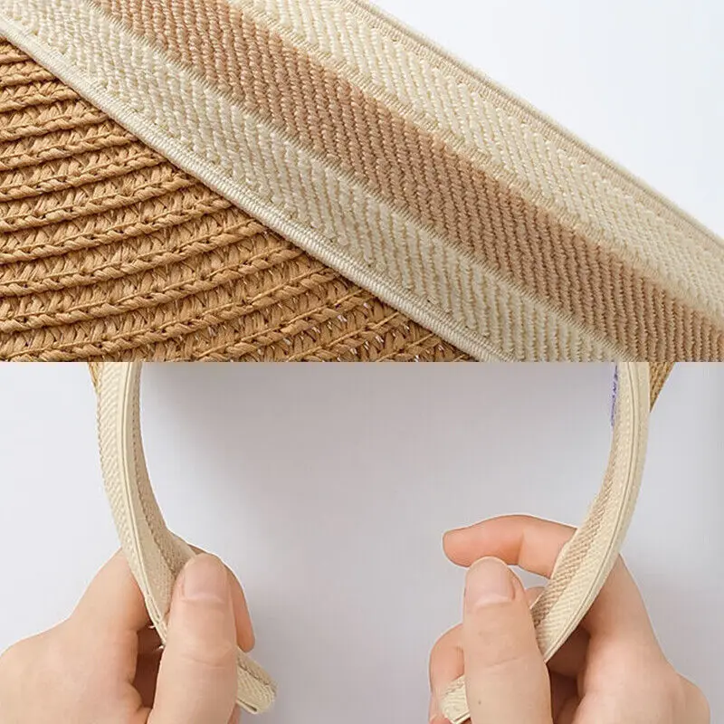 2023 Summer Hat One Size Women Sun Hats Handmade Lafite Grass Straw Visor Caps Empty Top Hat Outdoor Uv Protection Beach Cap