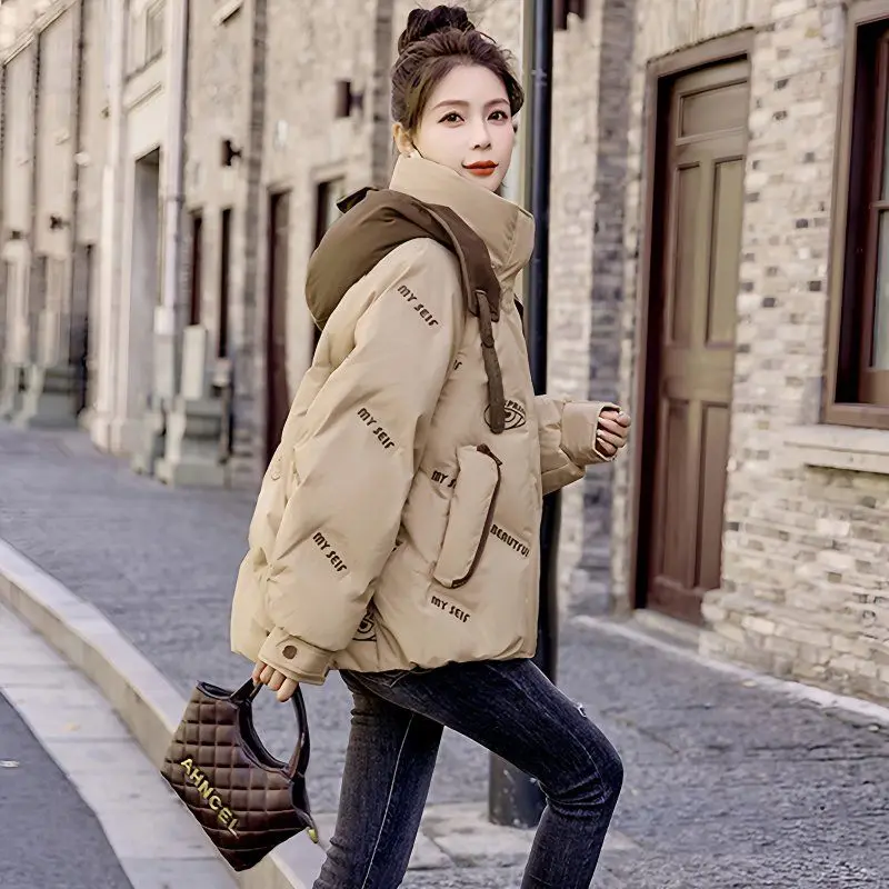 

Women's ort Puffer Jaet Thiened Cotton down Jaet Loose Design High-End Faionable And Sli Winter Coat