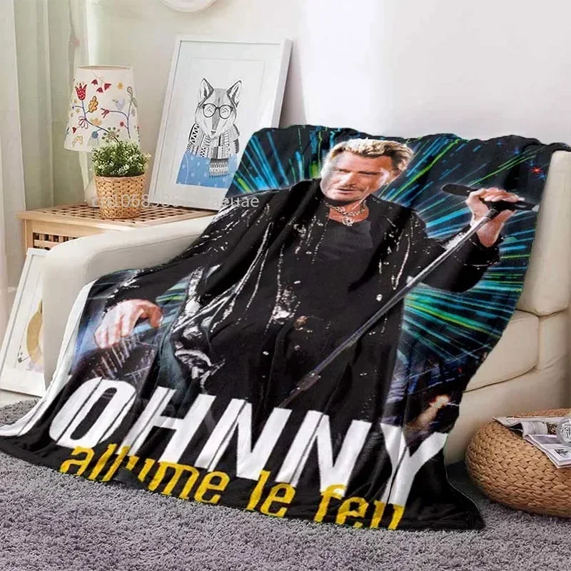 Rock star johnny hallyday flanela cobertor rock'n roll capa macia leve quente pelúcia cama sofá cadeira cobertor