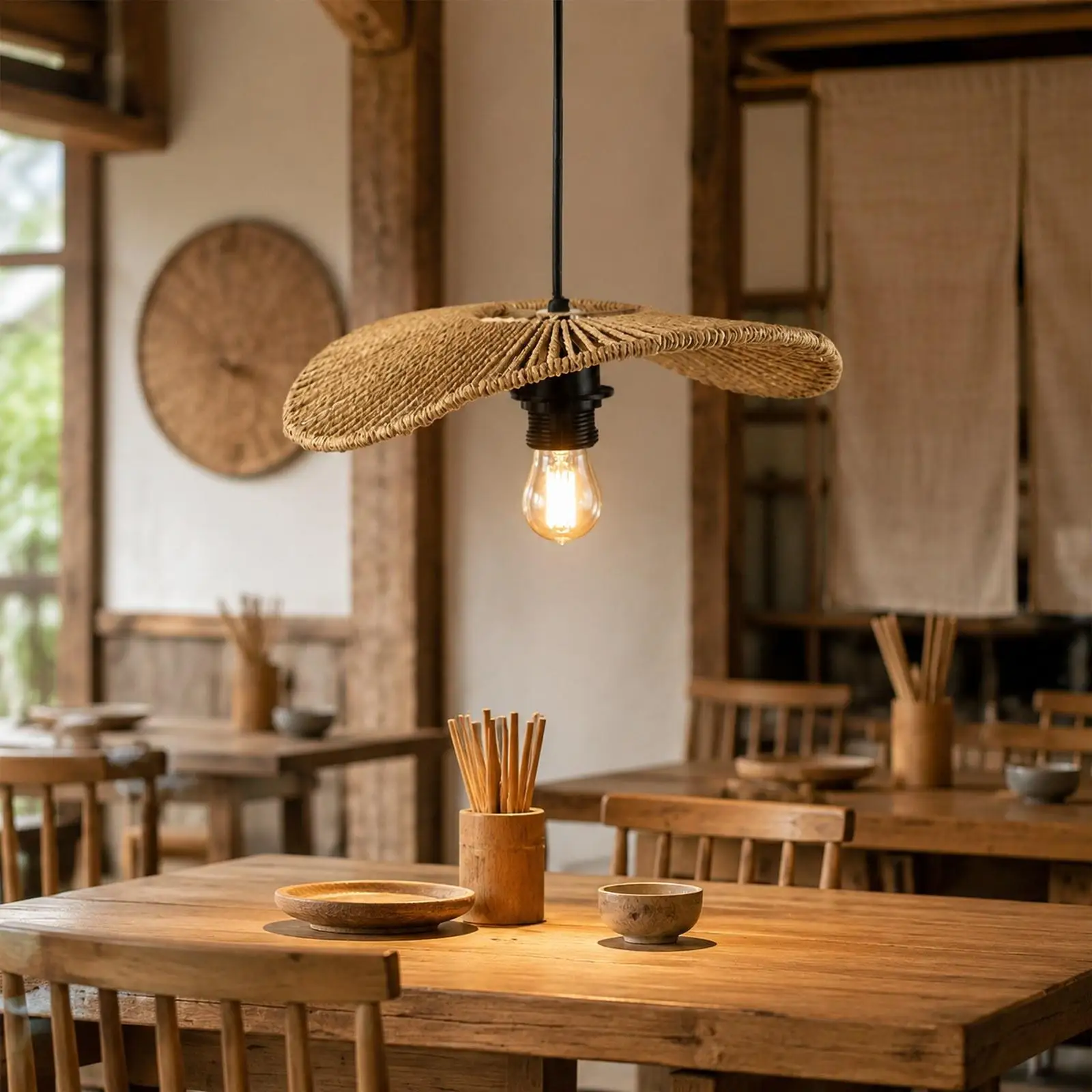 Woven Lamp Shade Light Shade Chinese Elegant Multipurpose Classic Woven Lampshade for Bedside House Kitchen Island Restaurant