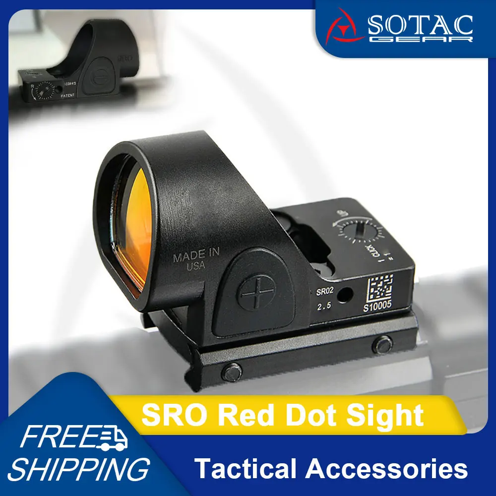 SOTAC GEAR Tactical SRO Red Dot Sight 2.5 MOA Hunting Weapon SRO Reflex Sights Optics Scope Fit 20mm Rail