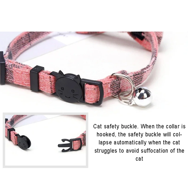 Bowknot Breakaway Cat Kitten Collar Bow Tie Regulowana obroża dla psa z dzwonkiem w kratę Bezpieczna klamra Świąteczny naszyjnik dla zwierząt