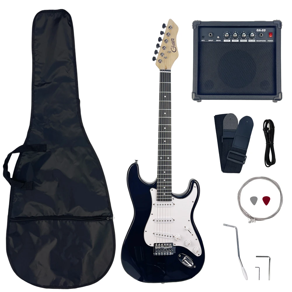 39 inch ST electric guitar set, 20 watt speaker, with backpack and cover, string tuner cable export quality  2026002