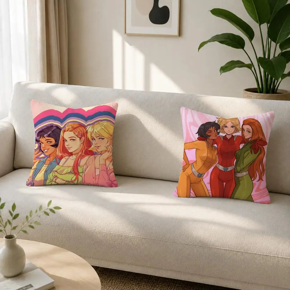Cartoon Totally Spies! Icons Cushion Cover Soft Plush Cushion Covers Fluffy Throw Pillow Cases for Sofa Bedroom Home Decor