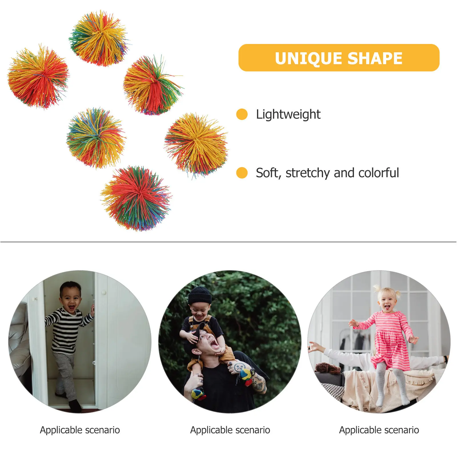 

6pcs Bouncy Ball Kids Colorful Silicone Koosh Ball Bouncing Fluffy Jugging Ball Stress Relieving Sensory Toy Outdoor Fun Juguete