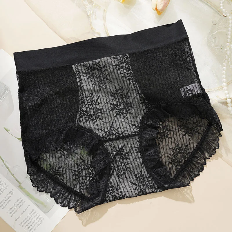 New Pregnant Women's Large Size High Waist Lace Embroidered Panties Ladies Sexy Hollow Breathable Soft Solid Color Briefs