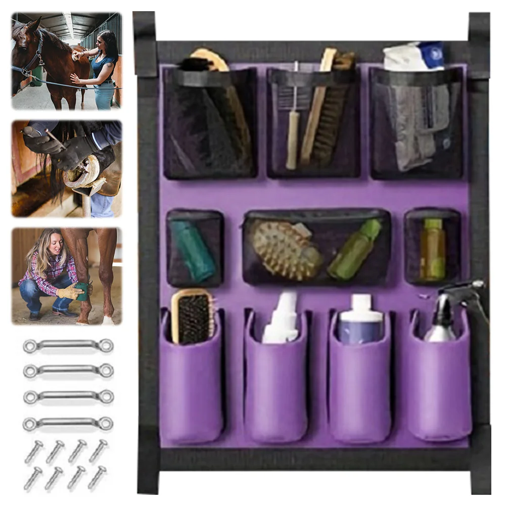 حقيبة تخزين حصان تك ذات سعة كبيرة منظم مقطورة الحصان حقيبة العناية بمقطورة الحصان لزجاجة مشط فرشاة الحصان