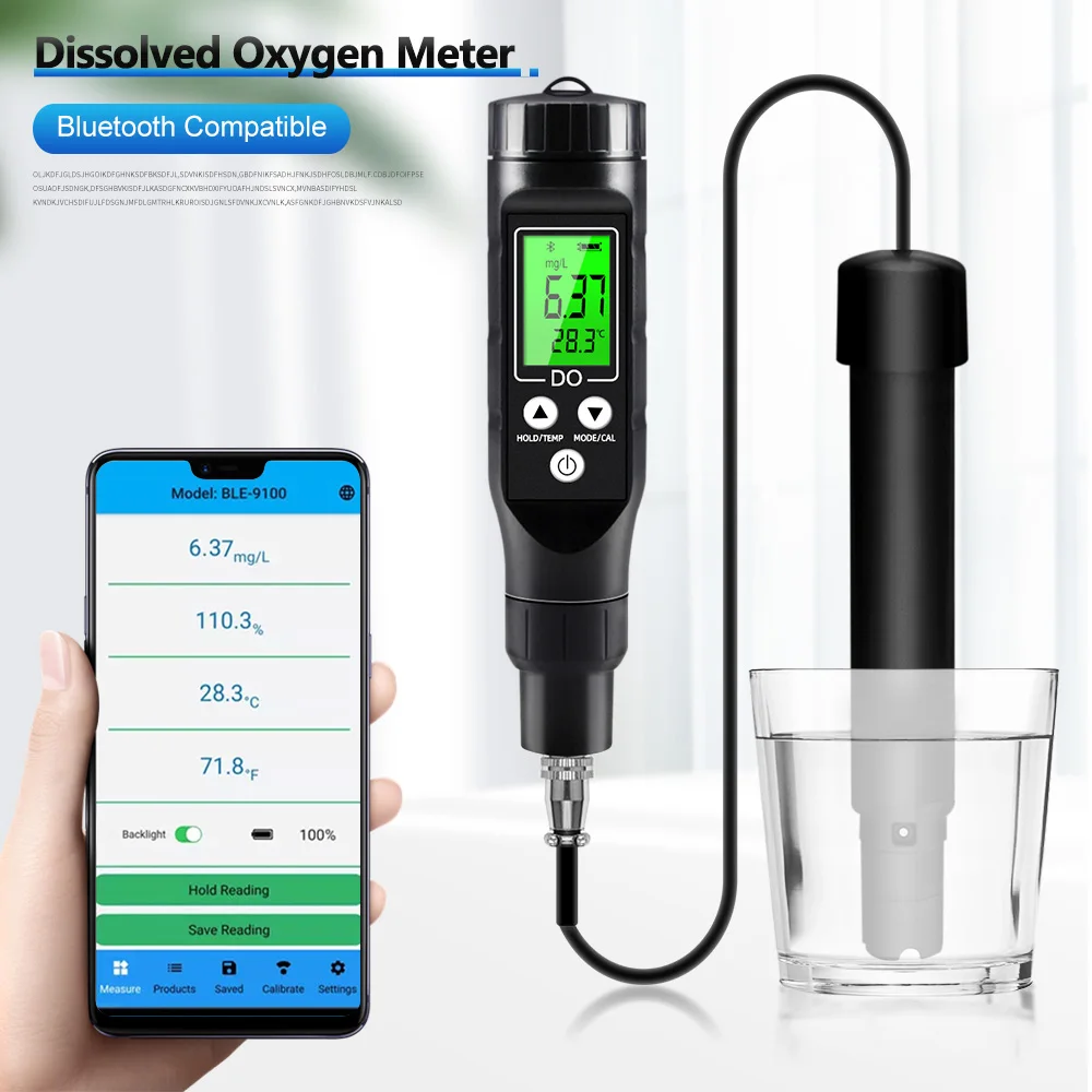 medidor de oxigenio dissolvido bluetooth atc do medidor de oxigenio dissolvido detector online digital 00300 mg l para aquario ble 9100 01