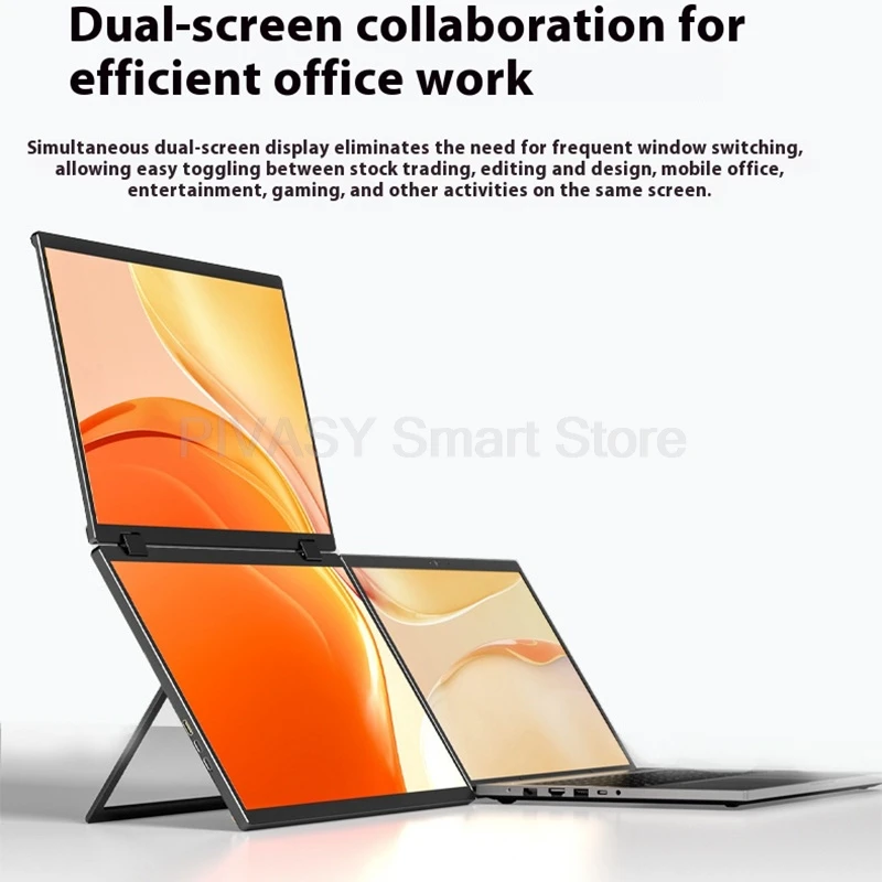 15.6 Inch Dual Screen Portable Monitor for PS5 Switch Hosts HD 1080P PC Secondary Screen 360° Rotation One-Cable LCD IPS Panel