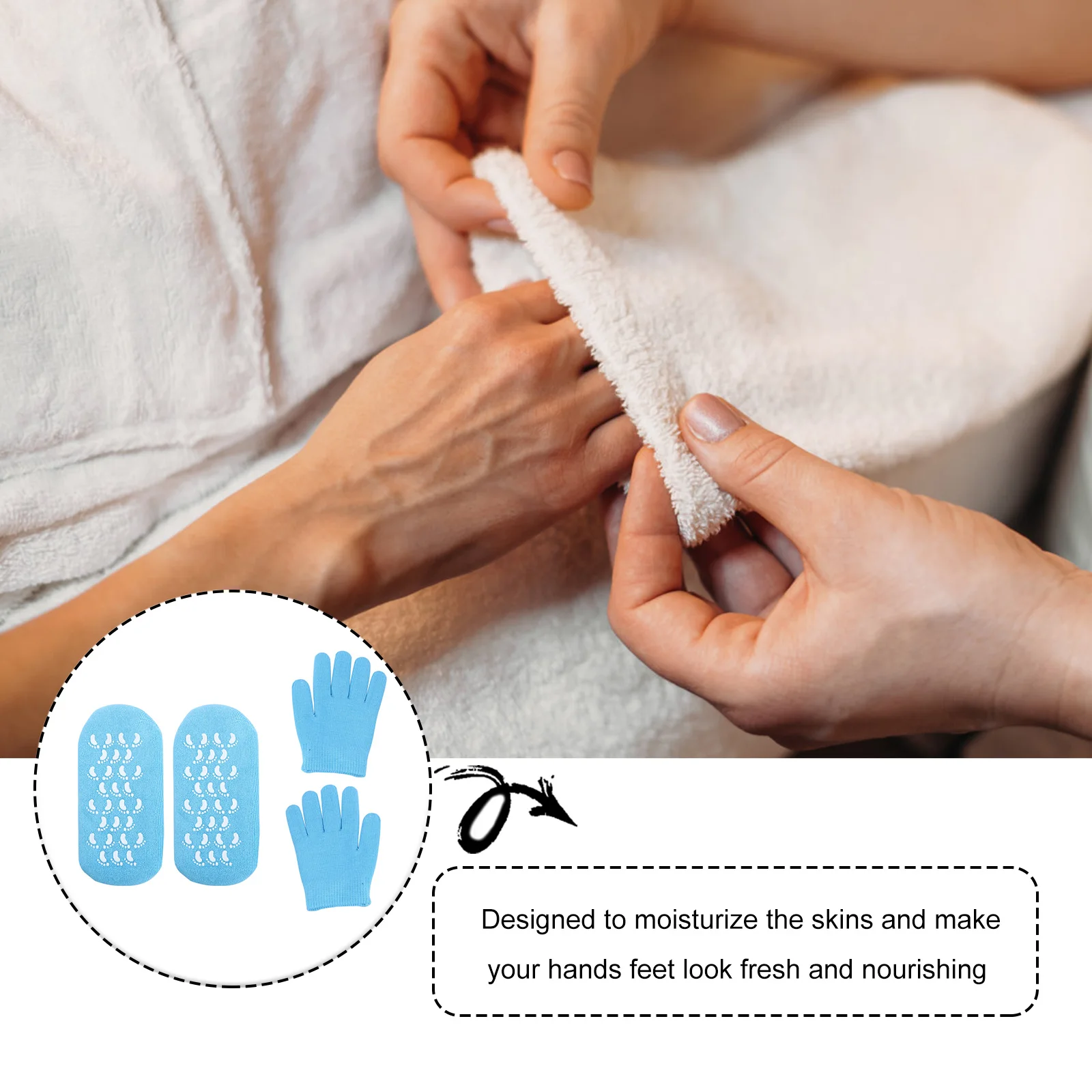 

Intensive Hand Foot Care Set Moisturizing Gloves Gel Socks Mineral Oils Jojoba Grape Olive Soften