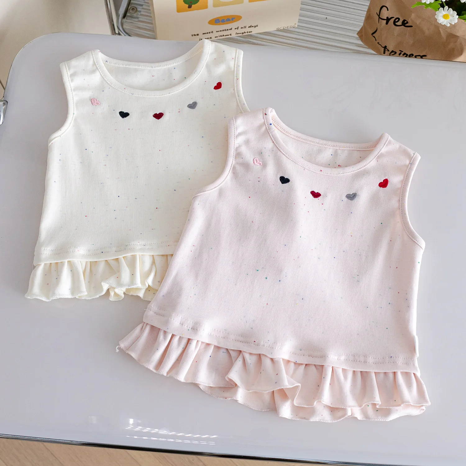Girls' Summer Sleeveless Vest 2025 New Foreign Style Thin Splicing Lace Baby Girl Casual Outerwear Top