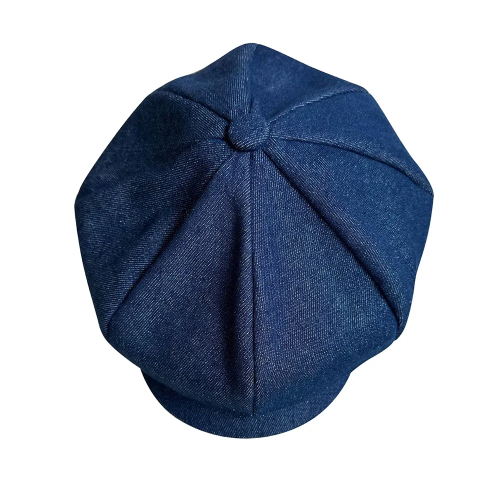 2023 Men\'s Octagonal Hat Casual Solid Eight-blade Berets Denim Newsboy Cap Women Painters Hat  NC17