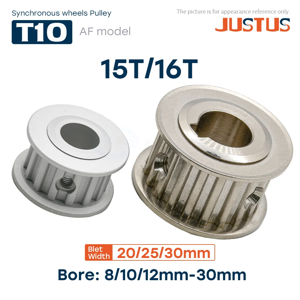 

Синхронные колеса T10 15T/16 зубьев AF, диаметр формы 8/10/12/14/15-30 мм, шаг зубов 10 мм для T10, ширина 20/25/30 мм, зубчатый ремень