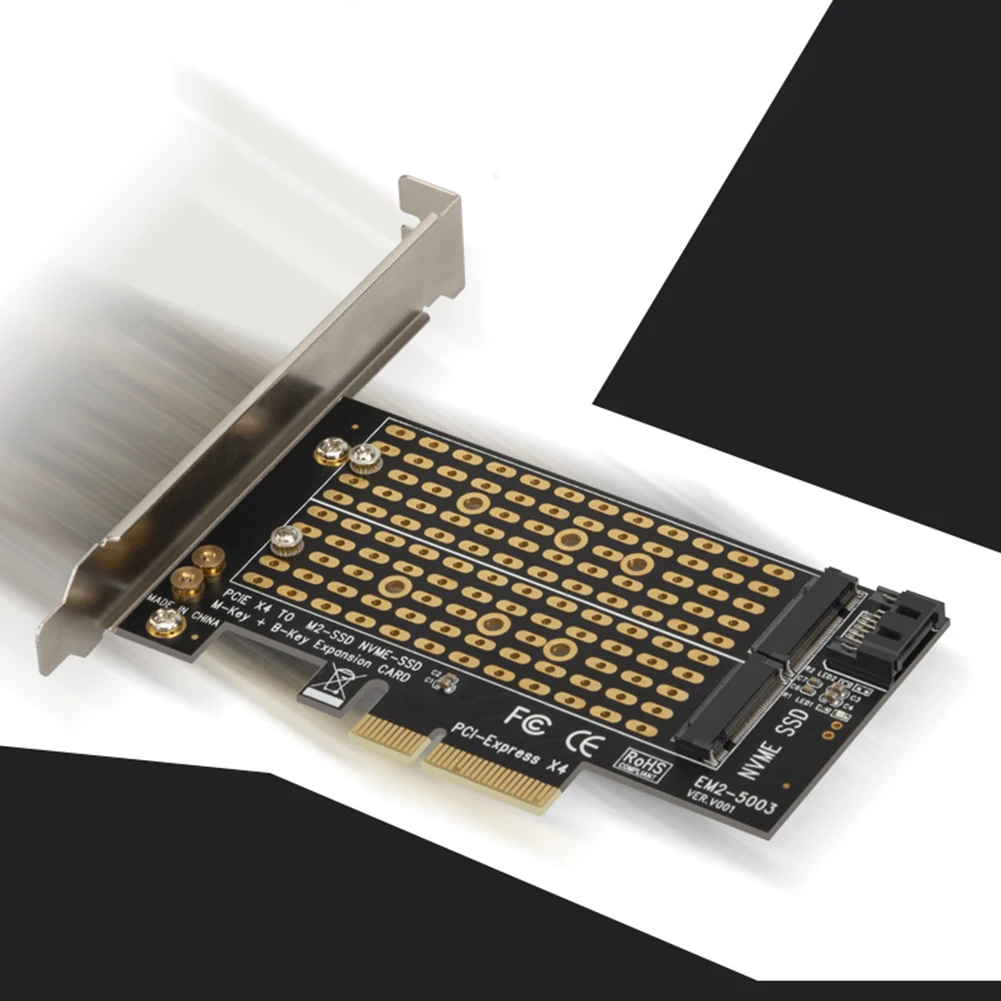 Expansion Card PCIe NVMe SATA for M.2 SSD to PCI-Express 3.0 X4 Adapter for B Key for M Key NTFF SSD Computer Parts