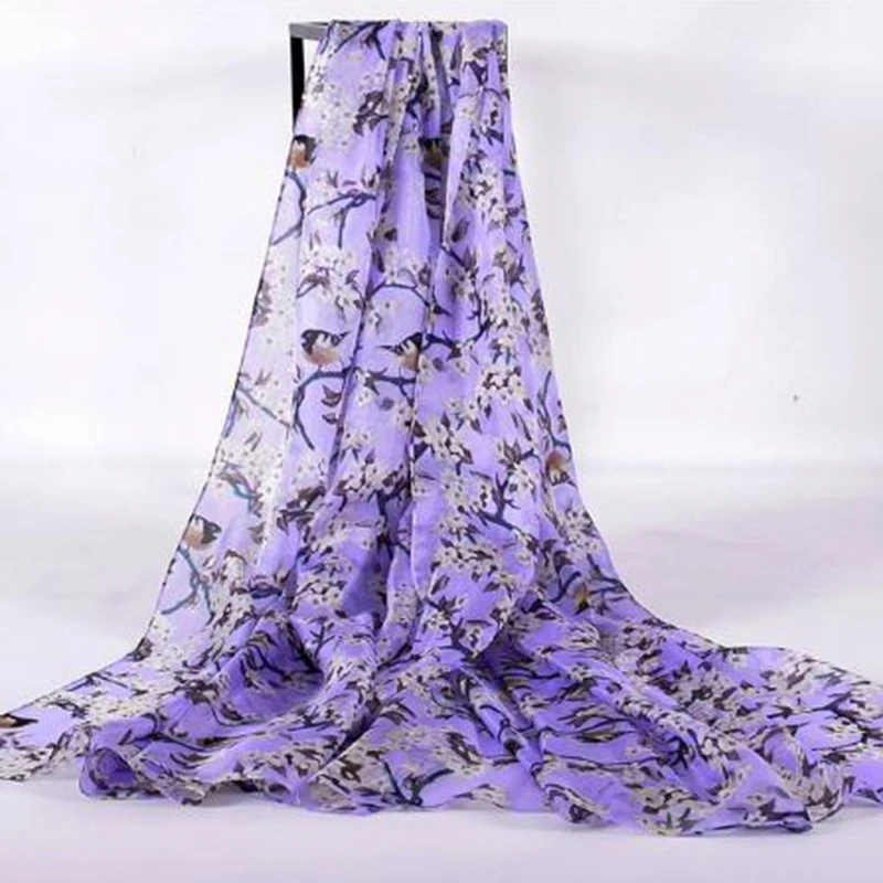 Large Silk Scarf New Design Fashion Accessories Women Purple Stars Long Scarves Wraps 200*110cm Plus Size Autumn Winter Scarves