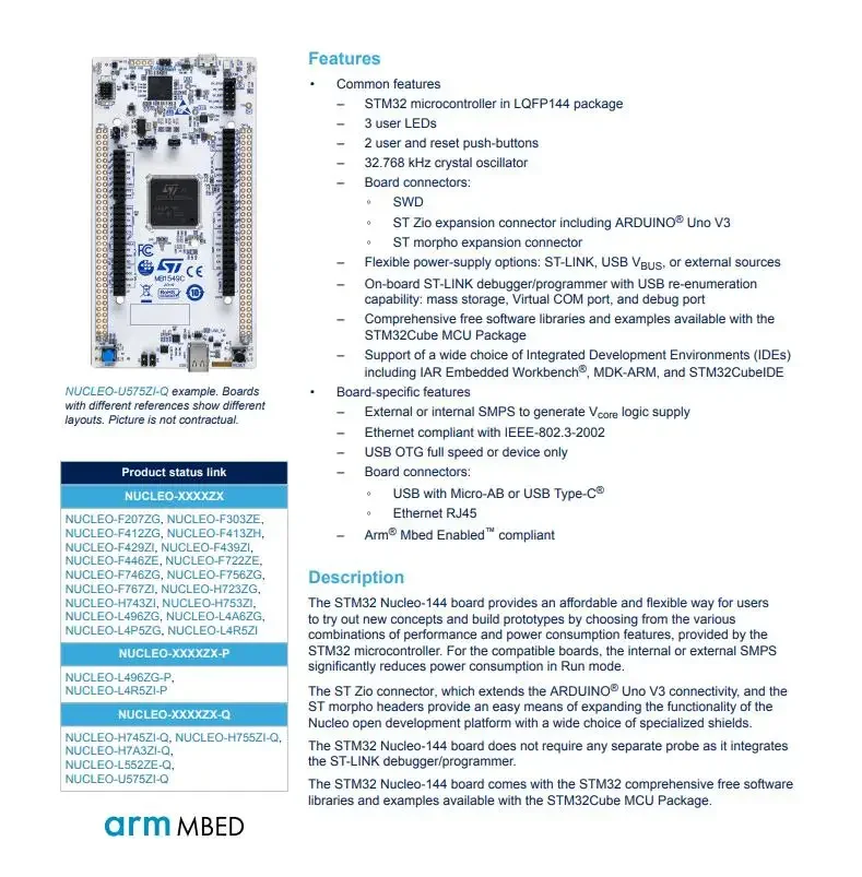 NUCLEO-H753ZI STM32H753ZIT6U Development Boards Development Tools