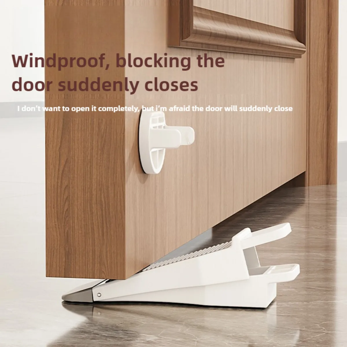 1-Pack Spring Door Security Stopper, Non-Slip Adjustable Heavy Duty Door Stop, Portable Anti-Slip Door Holder