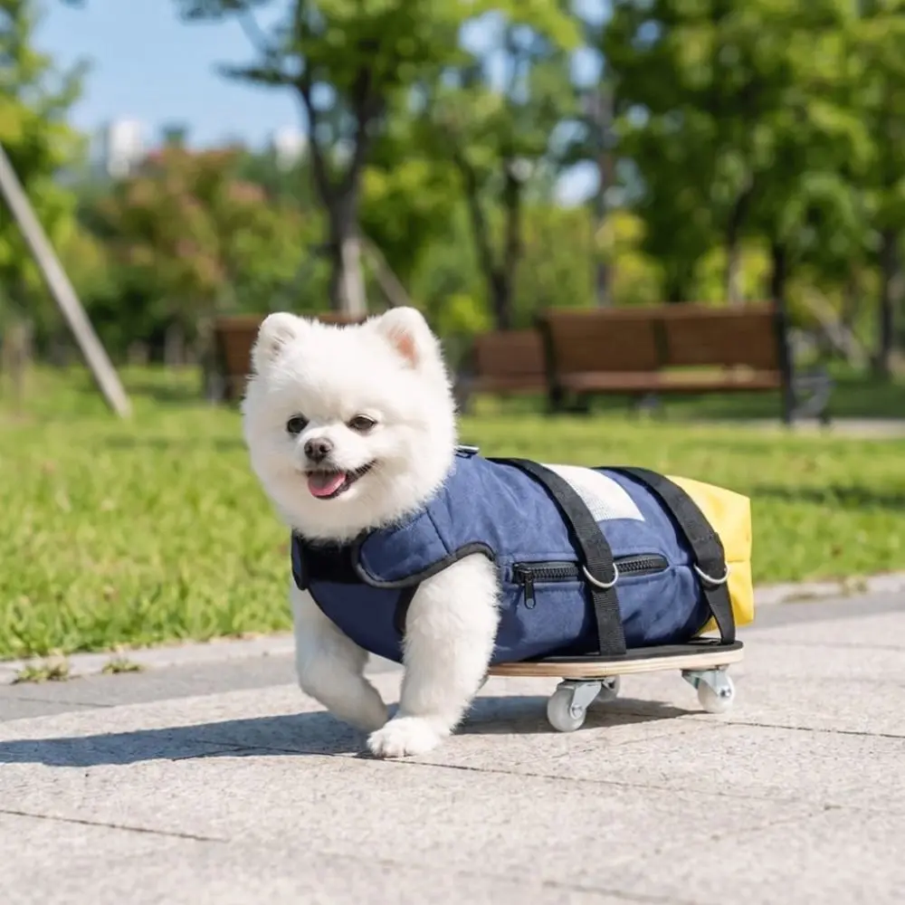 Breathable Pet Towing Bag Pulley Car Wear-Resistant Adjustable Strap Disabled Dog Scooter Comfortable Dog Walking Scooter