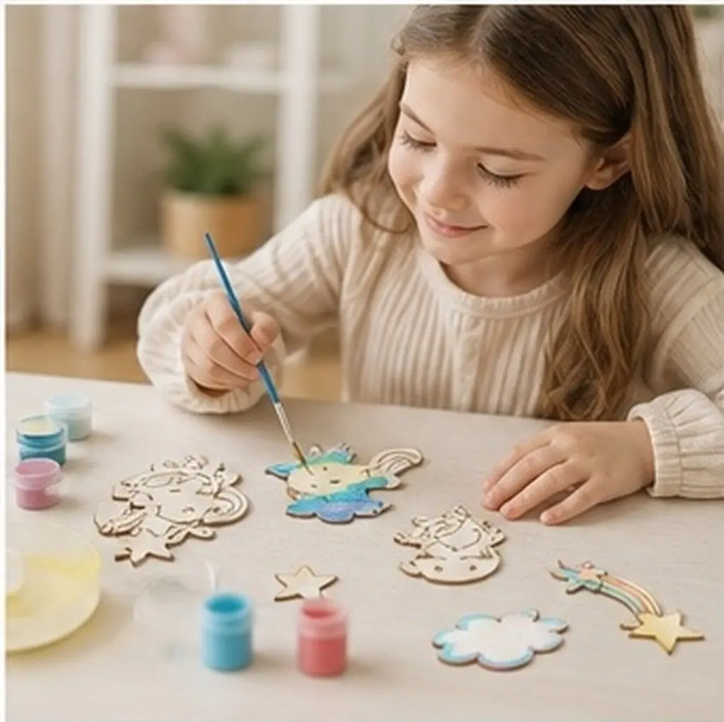 30Pcs Unicorn Hollow Pentagram Cloud Shape Natural Wood Slices DIY Pendant Decorations Rustic Wooden Art Craft Projects