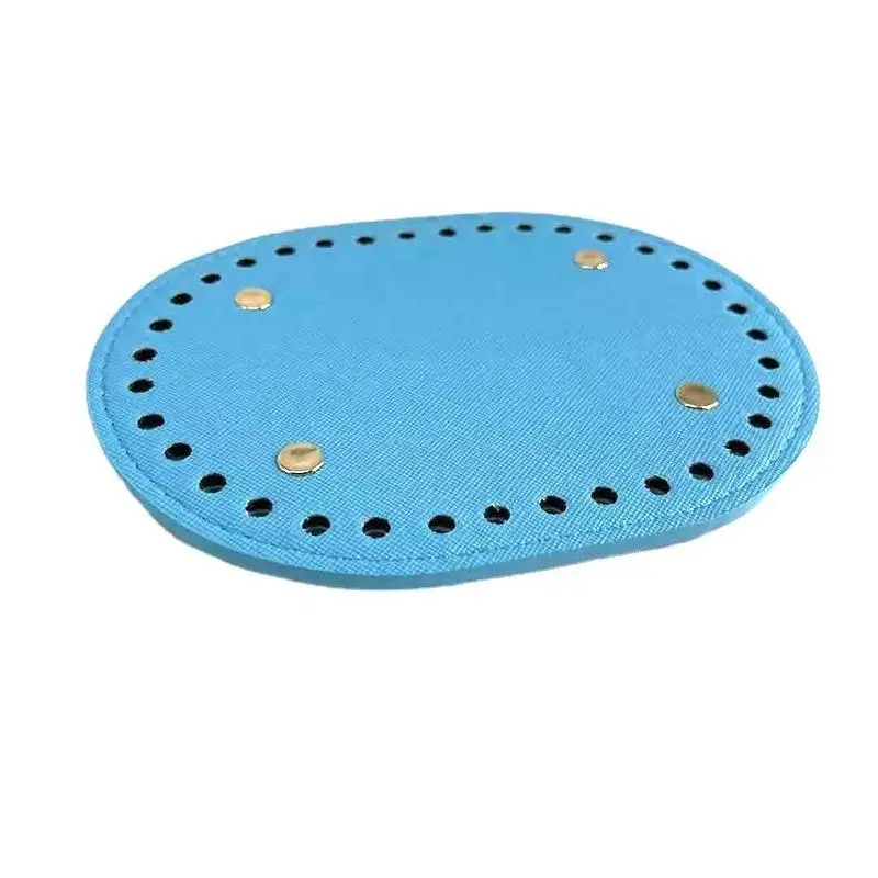 PU Leather Oval Crochet Bag Base Pre Punched Holes Metal Stud Feet for DIY Knit Shoulder Bag Making Supplies