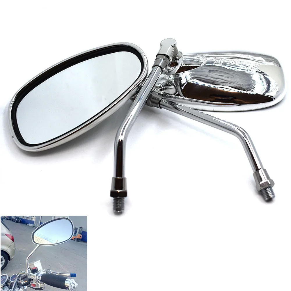 2PCS Universal 10mm Motorcycle Rearview Mirrors For Honda Yamaha Kawasaki Suzuki Chopper Cafe Racer