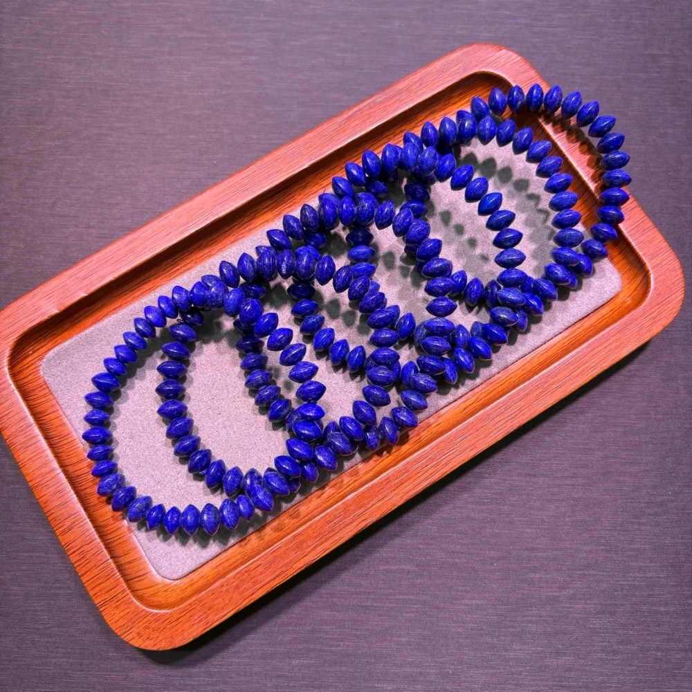 8mm Natural Lapis Lazuli Flying Saucer Beads Bracelet Reiki Healing Crystal Women's Jewelry Gift Bangles Single Piece