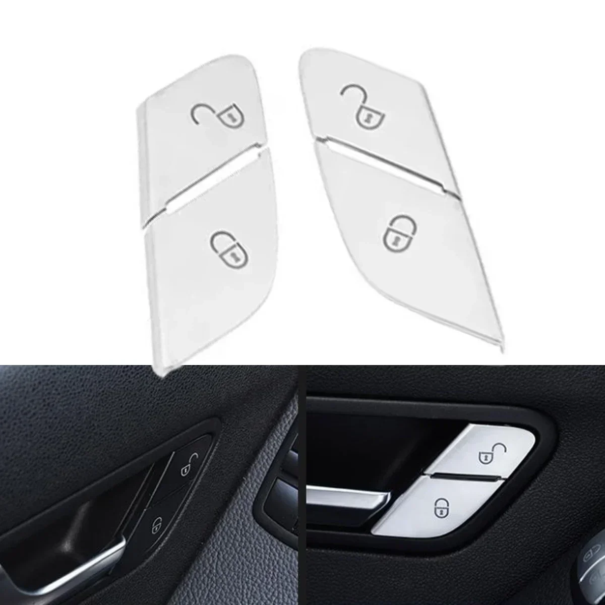 Car Door Lock Unlock Switch Button Cover Sticker Decals For Mercedes Benz A B R GL ML Class W169 W245 W164 X164 W251