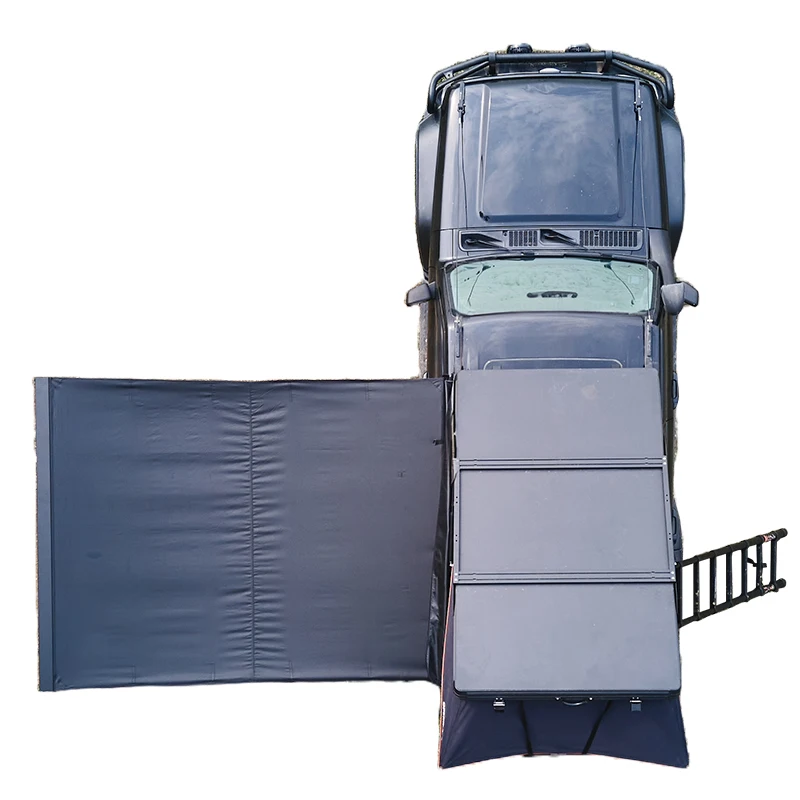 ENJOIN 90 Degree Quick Open Camping Awning Canopy Portable Sunshade Tent Aluminum Telescopic Pole Polyester Fabric Waterproof
