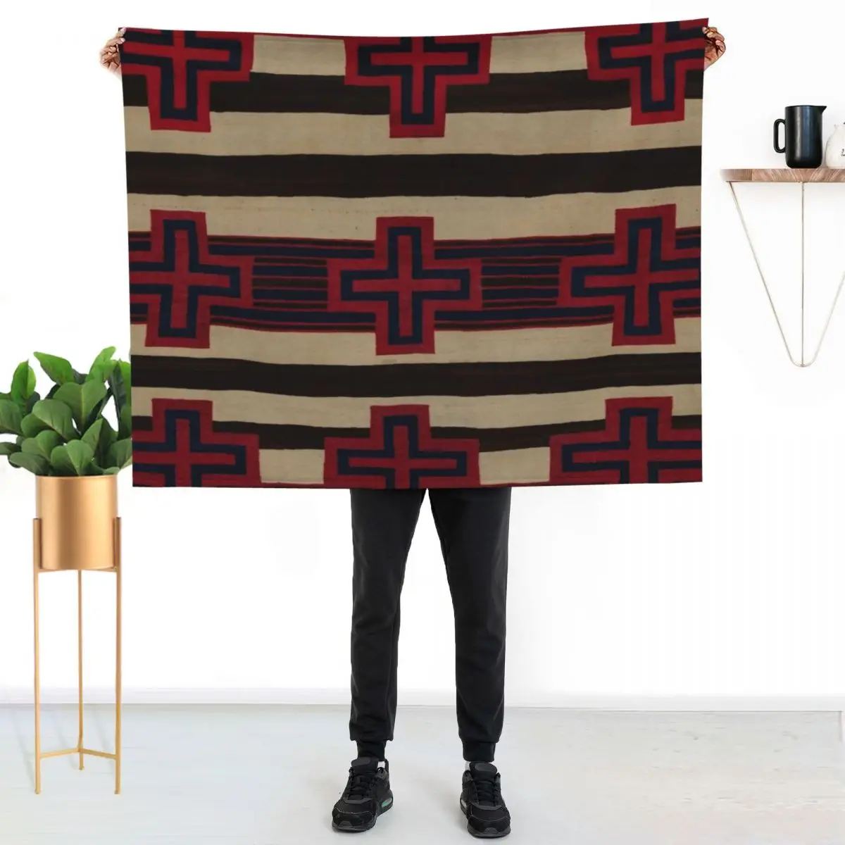 

Indigenous Designs VI Chief's Blanket Navajo Weavings Throw Blanket Lightweight Warm Blanket for Travel Camping