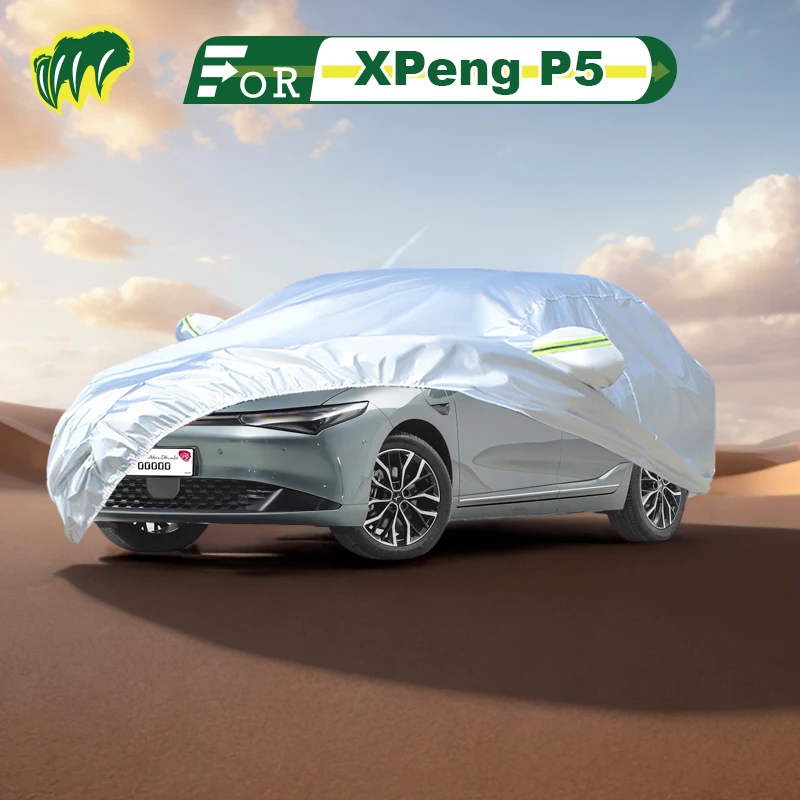 

For XPeng P5 Hatchback Car Cover Waterproof Outdoor Cover Sun Rain Protection with Lock and Zipper Door