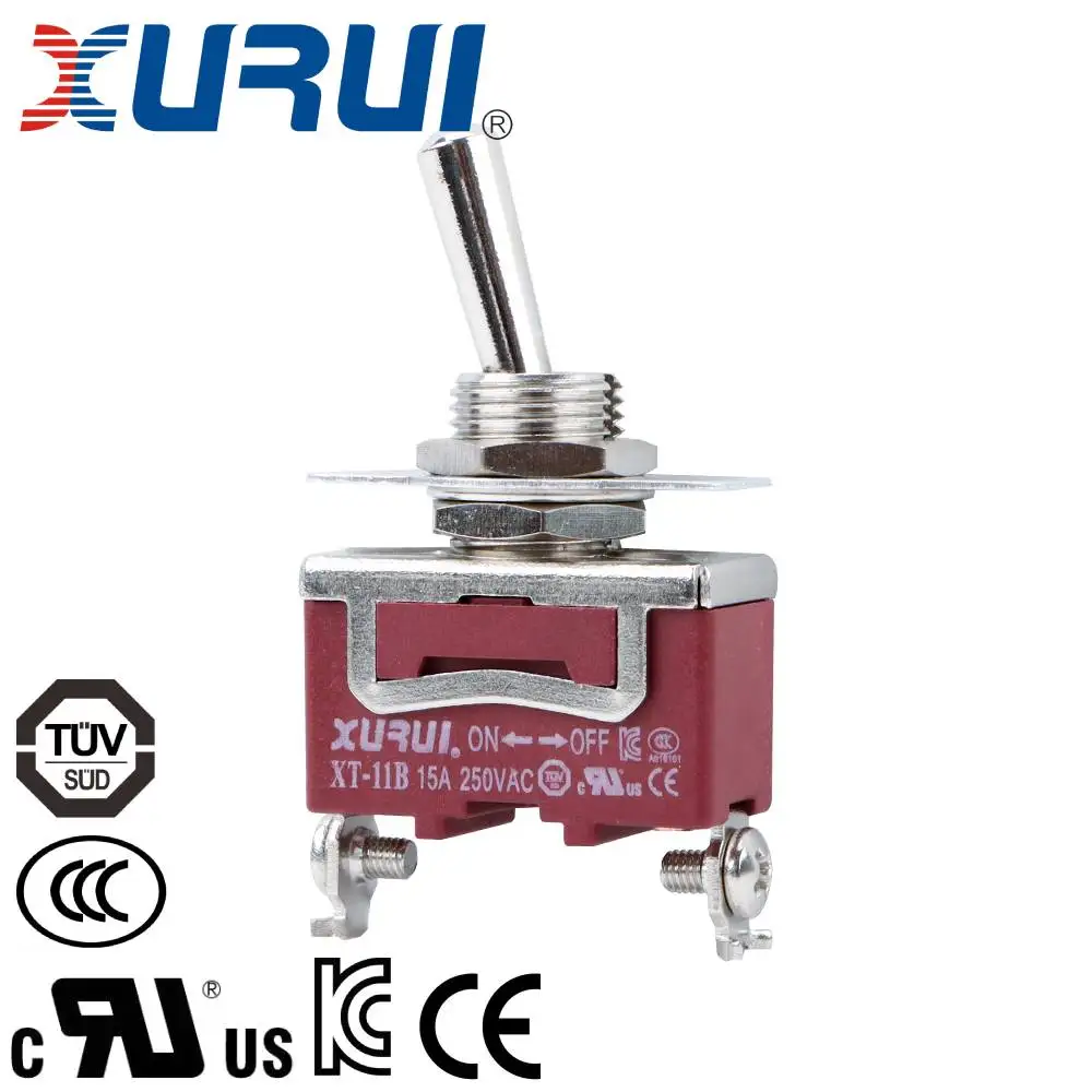 6 قطع، مفتاح تبديل XURUI، XT-11B مع مبيت PA66 غير قابل للكسر، حديد غير قابل للصدأ، 15A/250VAC، كوب مقاوم للماء مجاني، اتصالات فضية