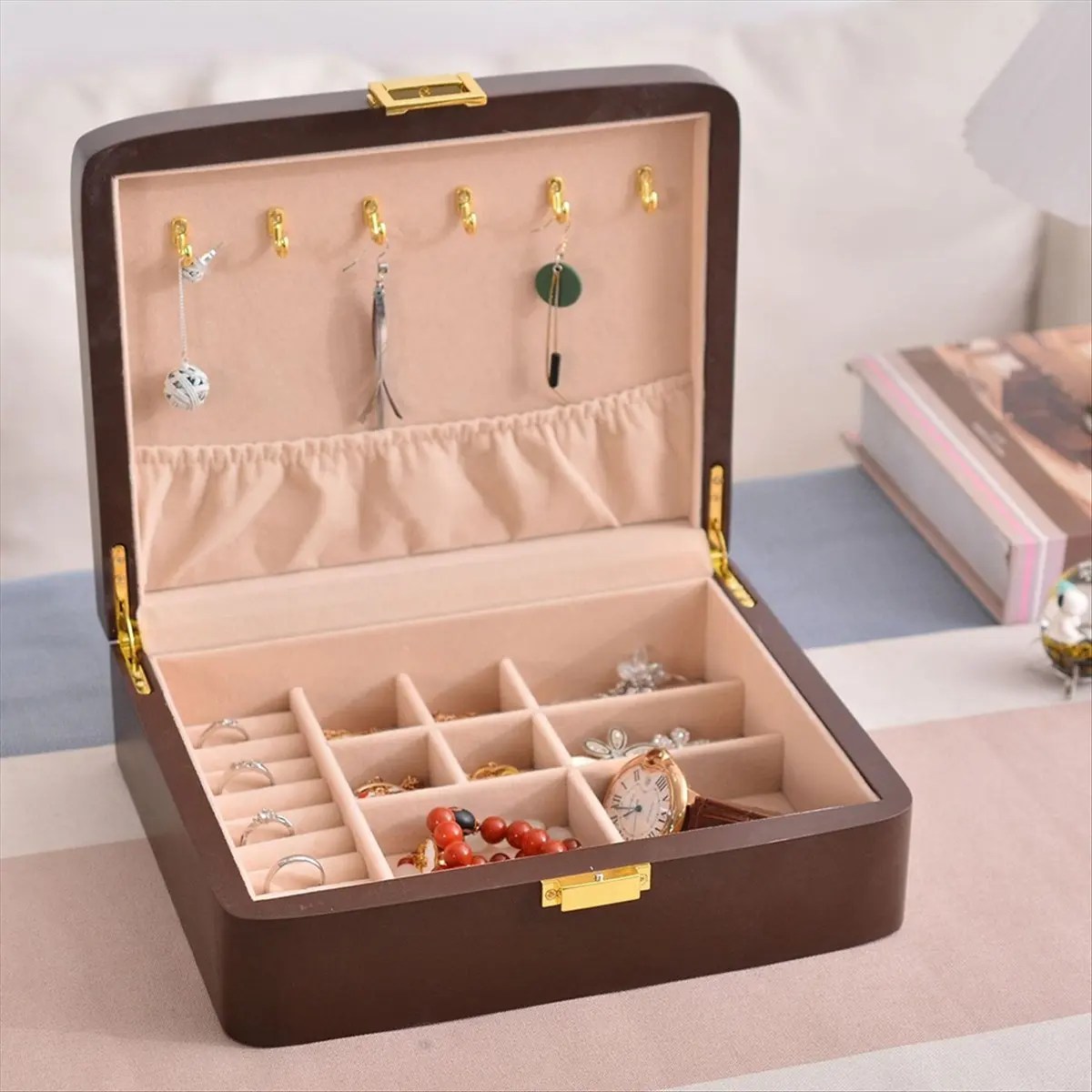 morning-solid-wood-jewelry-storage-box-with-buckleflip-top-multi-compartment-jewelry-boxjewelry-compartment-storage-box