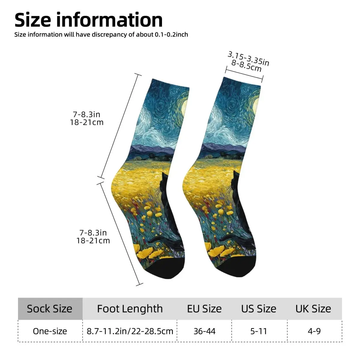 All Seasons Crew Stockings Cat And Starry Sky Design Socks Crazy Hip Hop Long Socks for Men Women Valentine's Day Gifts