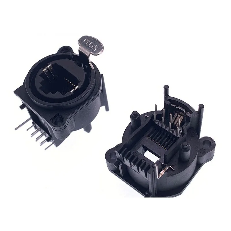 RJ45 Panel Mount Socket, CAT6 Ethernet Network Port with Push Lock for Cabinet