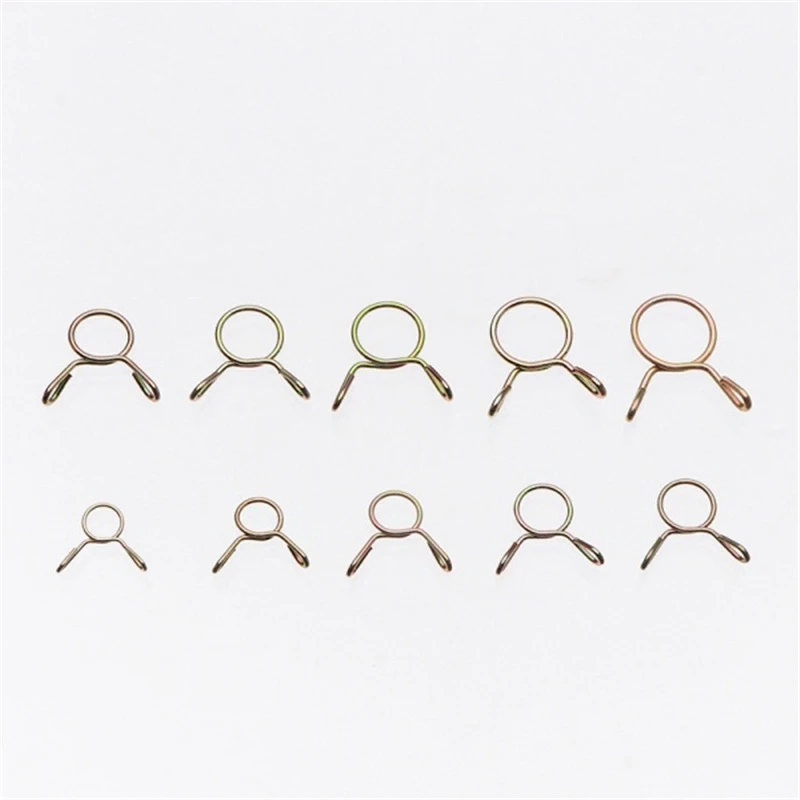 100Pcs Hose Clamp Zinc Plated Spring Clips Gear Hose Fuel Line Clamp For Boats With Storage Box 6/7/8/9/10Mm