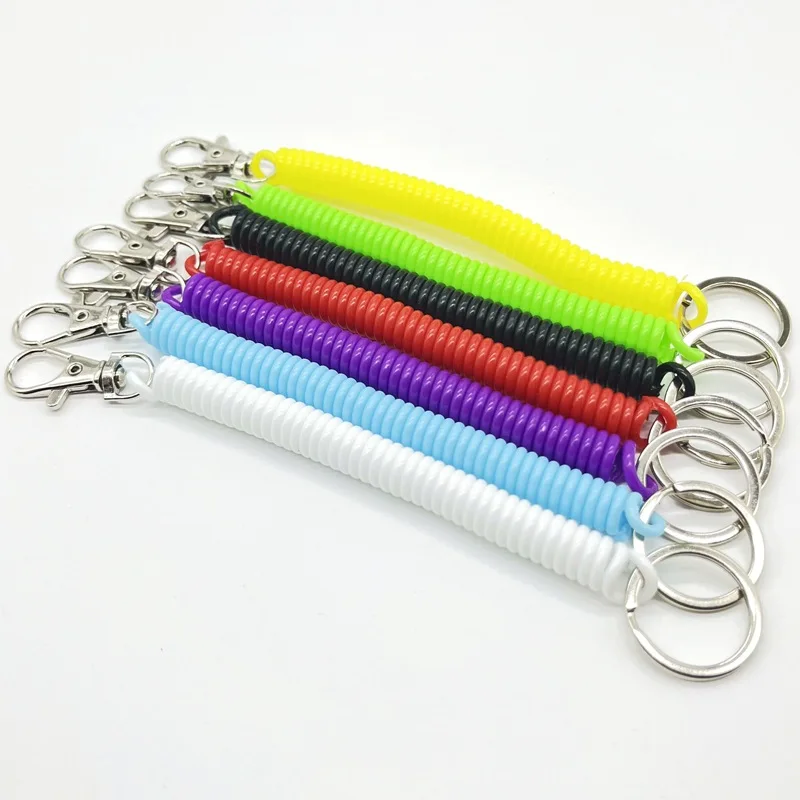 

Spiral Elastic Spring Rope Keychain Key Ring Metal Carabiner For Outdoor Anti-lost Phone Spring Key Cord Clasp Hook