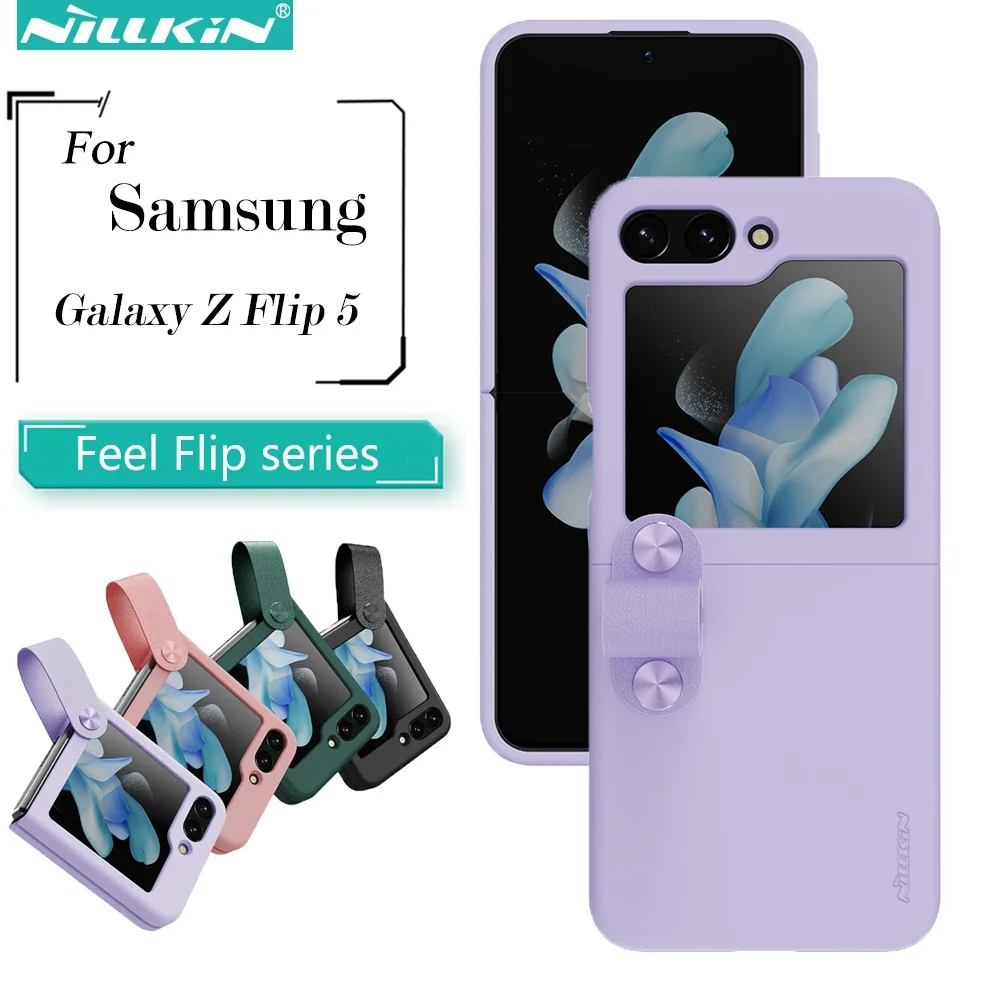 Nillkin for Samsung Galaxy Z Flip5  Flip Case Finger Strap Liquid Silicone Soft Back Cover