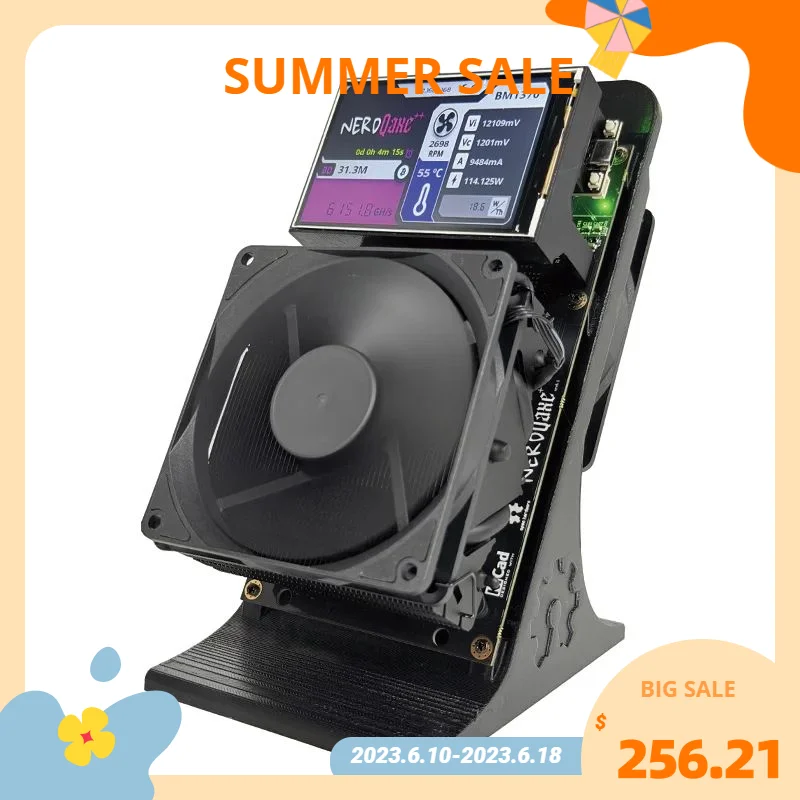 NerdQaxe++ Rev6.1 6TH/s Miner 15J/TH High Efficiency Open Source Firmware Dual Fan Cooling 2.4G WiFi BTC Mining