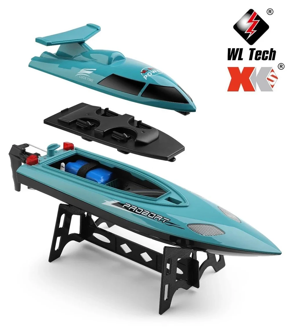 Barco WLtoys-XK WL911-A RC, Impermeável, 21km, h, 2.4GHz, 370 Motor Sem Escova, Controle Remoto, Sistema de Arrefecimento de Água do Navio com Bateria