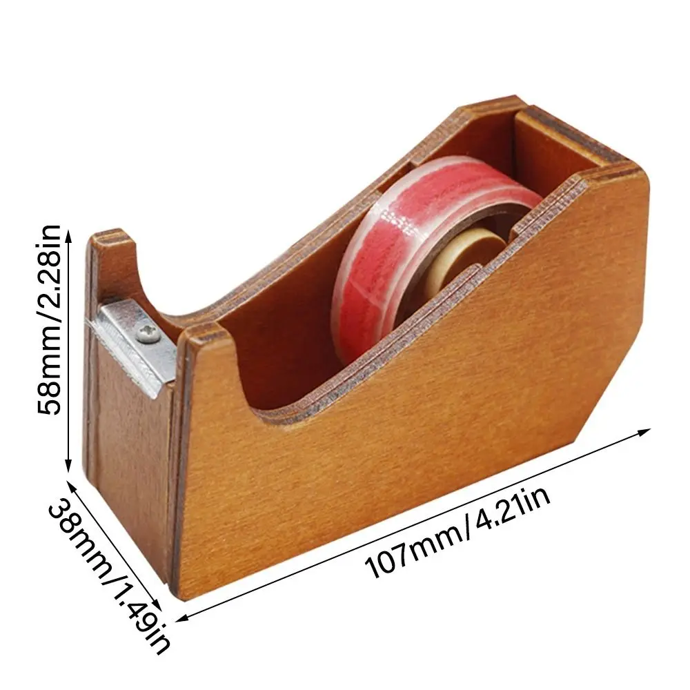 Cute Wooden Tape Dispenser Stationery Tape Holder Animal Shaped Students